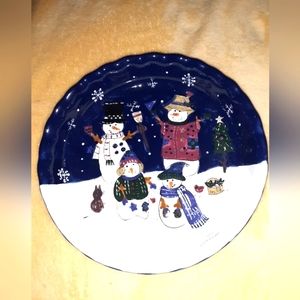 Xmas snowman ceramic pie dish